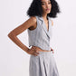 Cropped Cotton Tweed Vest in Grey