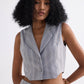 Cropped Cotton Tweed Vest in Grey
