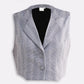 Cropped Cotton Tweed Vest in Grey