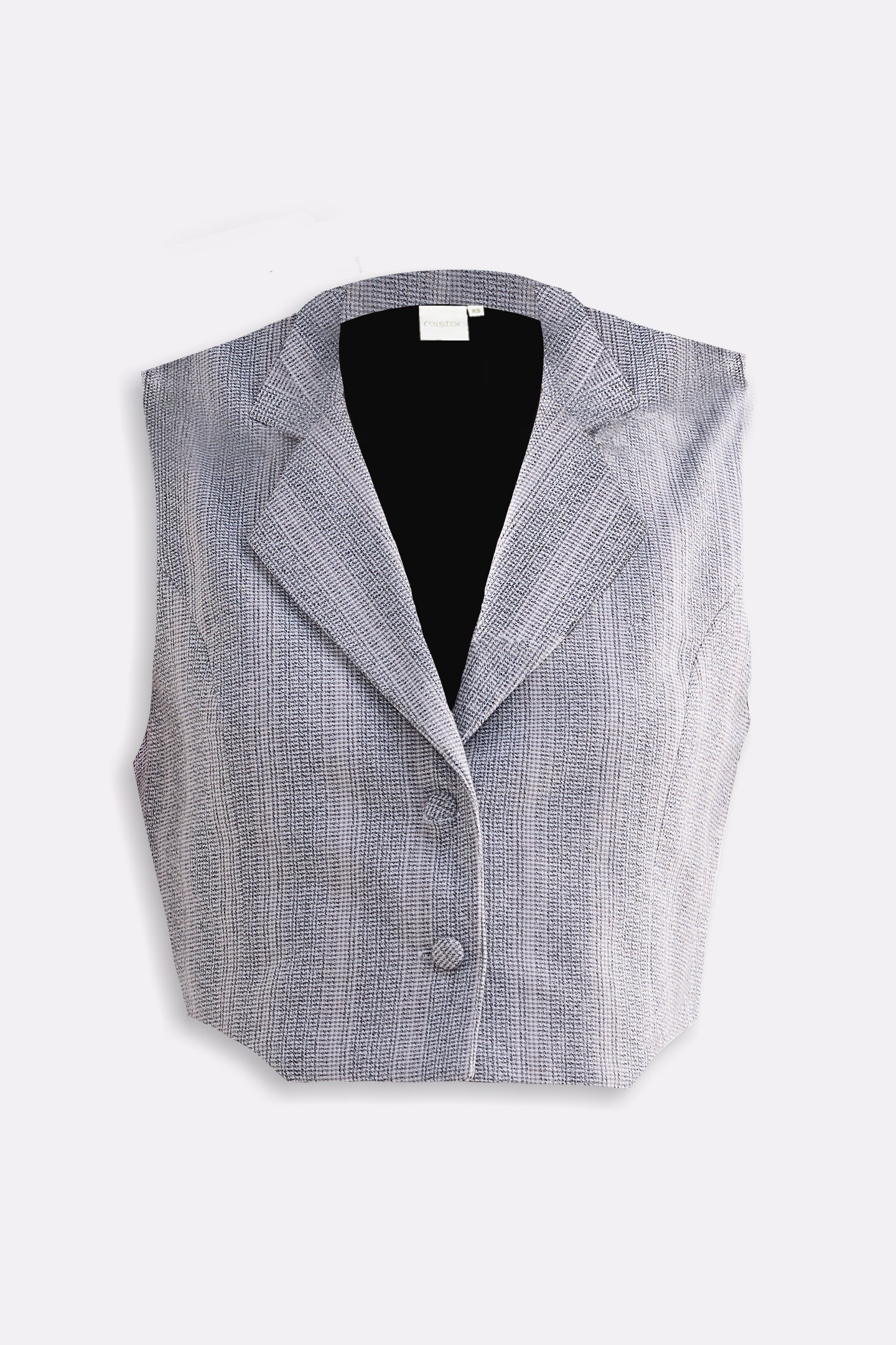 Cropped Cotton Tweed Vest in Grey