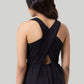 Cross-back Midi Dress in Black