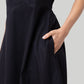 Cross-back Midi Dress in Black