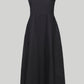 Cross-back Midi Dress in Black