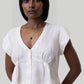 Deep V-neck Top in Off-white