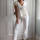 Deep V-neck Top in Off-white