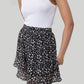 Drawstring Short Skirt in Black Floral