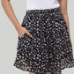 Drawstring Short Skirt in Black Floral