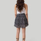 Drawstring Short Skirt in Black Floral