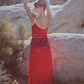 Andromeda Silk Slip Dress in Cosmic Crimson