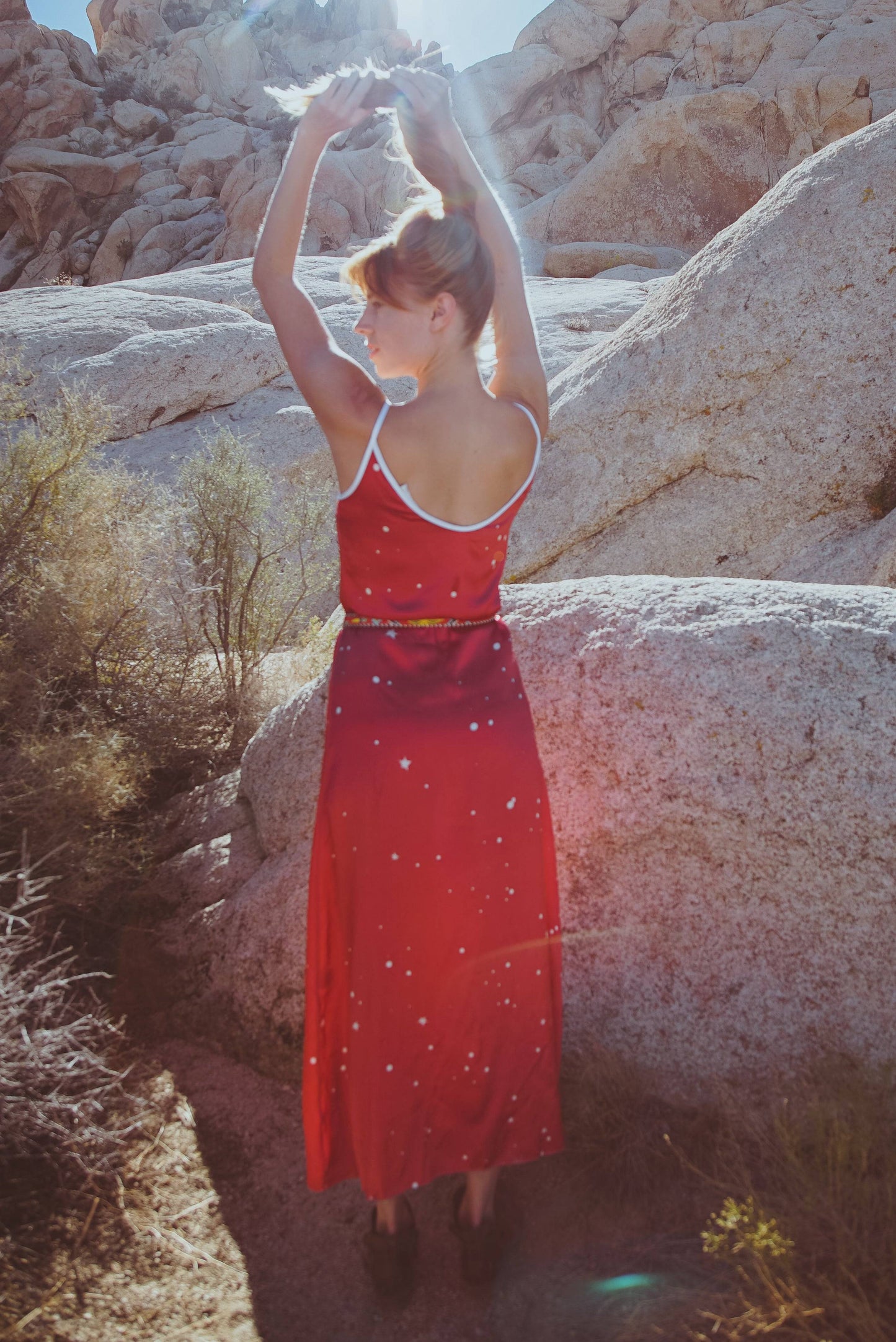 Andromeda Silk Slip Dress in Cosmic Crimson