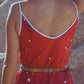 Andromeda Silk Slip Dress in Cosmic Crimson