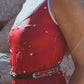 Andromeda Silk Slip Dress in Cosmic Crimson