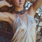 Altair Silk Halter Dress in Dueling Jaguars