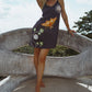 Vela Silk Slip Dress in Black Jungle Butterfly