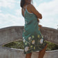 Vela Silk Slip Dress in Green Jungle Butterfly