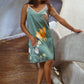 Vela Silk Slip Dress in Green Jungle Butterfly