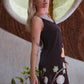 Vela Silk Slip Dress in Black Jungle Butterfly