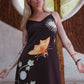 Vela Silk Slip Dress in Black Jungle Butterfly