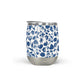 Dark Blue Floral Pattern Stemless Wine Tumbler