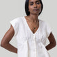 Deep V-neck Top in Off-white