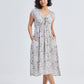 Deep V-neck Gathered Dress in Florals