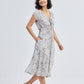 Deep V-neck Gathered Dress in Florals