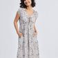 Deep V-neck Gathered Dress in Florals