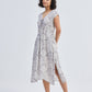 Deep V-neck Gathered Dress in Florals