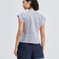 Deep V-neck short top in Linen Stripes