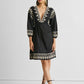 Deep V Embroidered Dress in Black