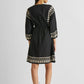 Deep V Embroidered Dress in Black