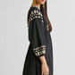 Deep V Embroidered Dress in Black