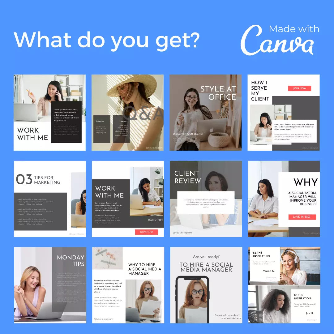 Downloadable Instagram Social Media Manager 50 Template Style #2