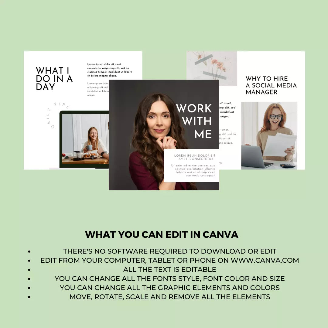 Downloadable Instagram Social Media Manager 50 Template Style #2