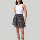 Drawstring Short Skirt in Black Floral