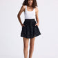 Drawstring Short Skirt in Dark Blue Florals