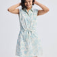 Drawstring Shirt Dress in Blue Florals