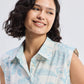 Drawstring Shirt Dress in Blue Florals