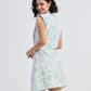 Drawstring Shirt Dress in Blue Florals