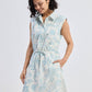 Drawstring Shirt Dress in Blue Florals