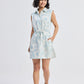 Drawstring Shirt Dress in Blue Florals