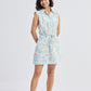 Drawstring Shirt Dress in Blue Florals