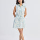 Drawstring Shirt Dress in Blue Florals
