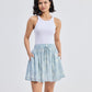 Drawstring Short Skirt in Blue Florals