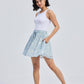 Drawstring Short Skirt in Blue Florals
