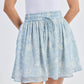 Drawstring Short Skirt in Blue Florals
