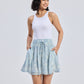 Drawstring Short Skirt in Blue Florals