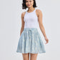 Drawstring Short Skirt in Blue Florals