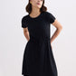 Drawstring Short T-shirt Dress in Black