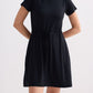 Drawstring Short T-shirt Dress in Black